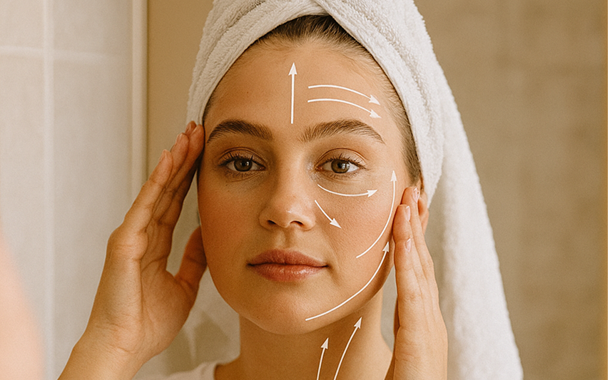 Нанесение маски для лица по массажным линиям